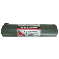 LDPE atkritumu maisi 100l, 5 gab./rullis. Zaļi/melni.