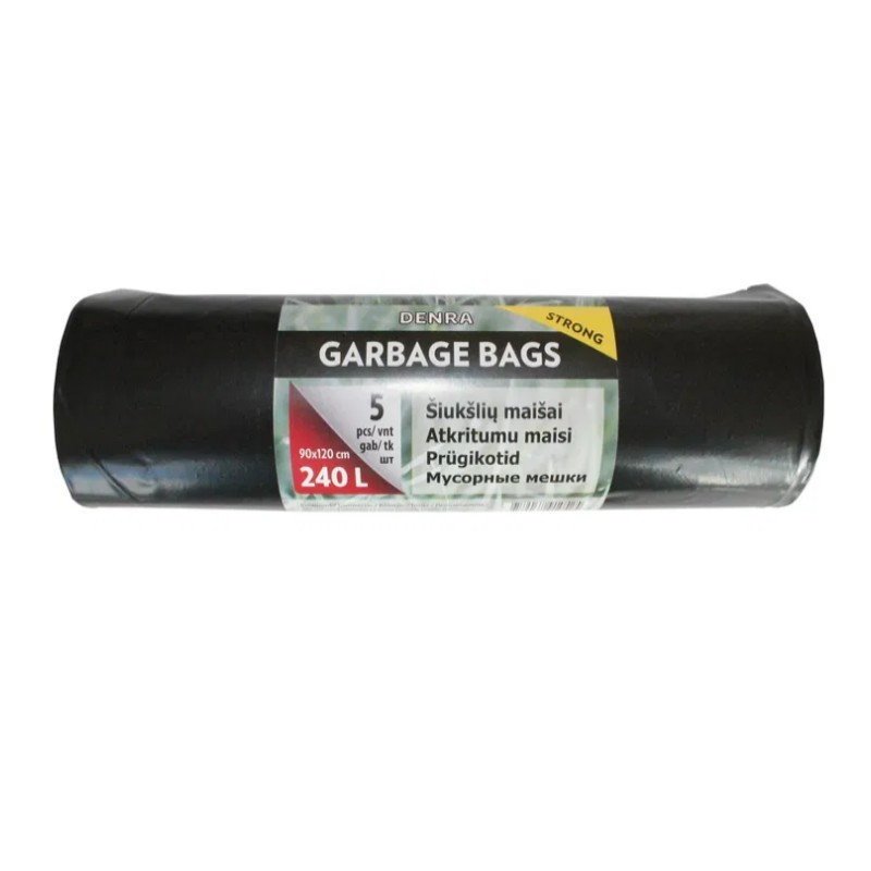 LDPE atkritumu maisi 240l, 5 gab./rullī, melni