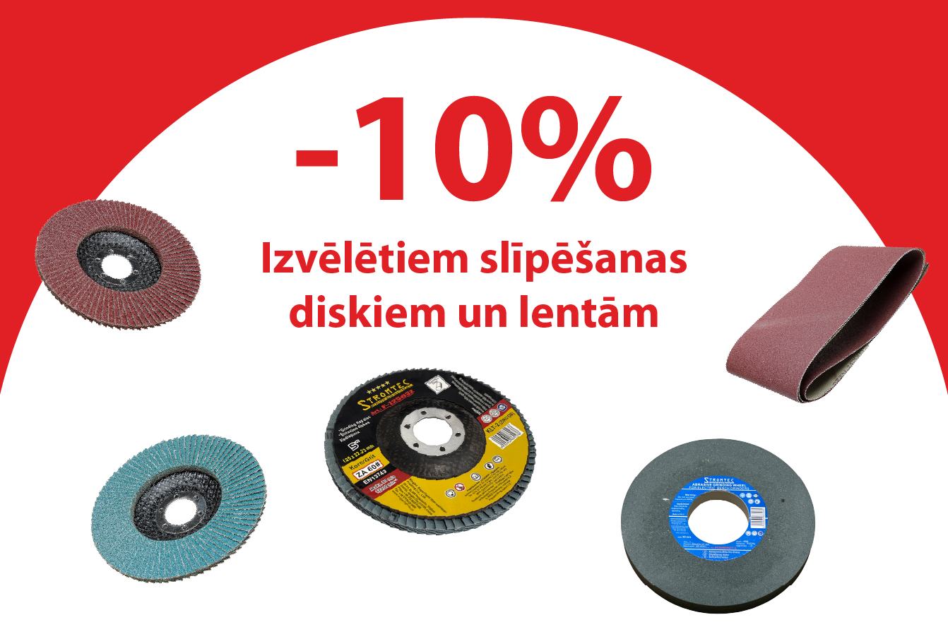 Izvēlētiem slīpēšanas diskiem un lentām Līdz -10%