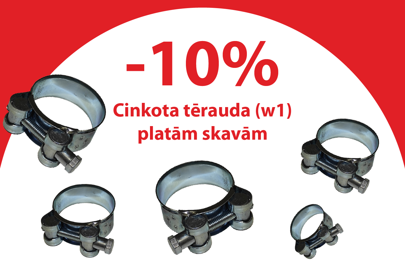 Cinkota tērauda (w1) platām skavām līdz -10%