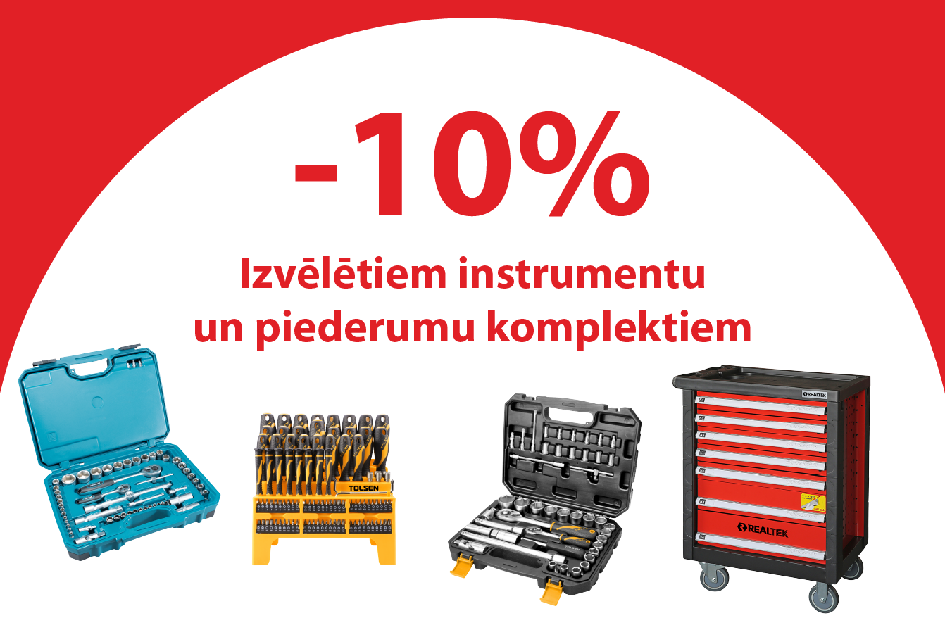 Izvēlētiem instrumentu un piederumu komplektiem